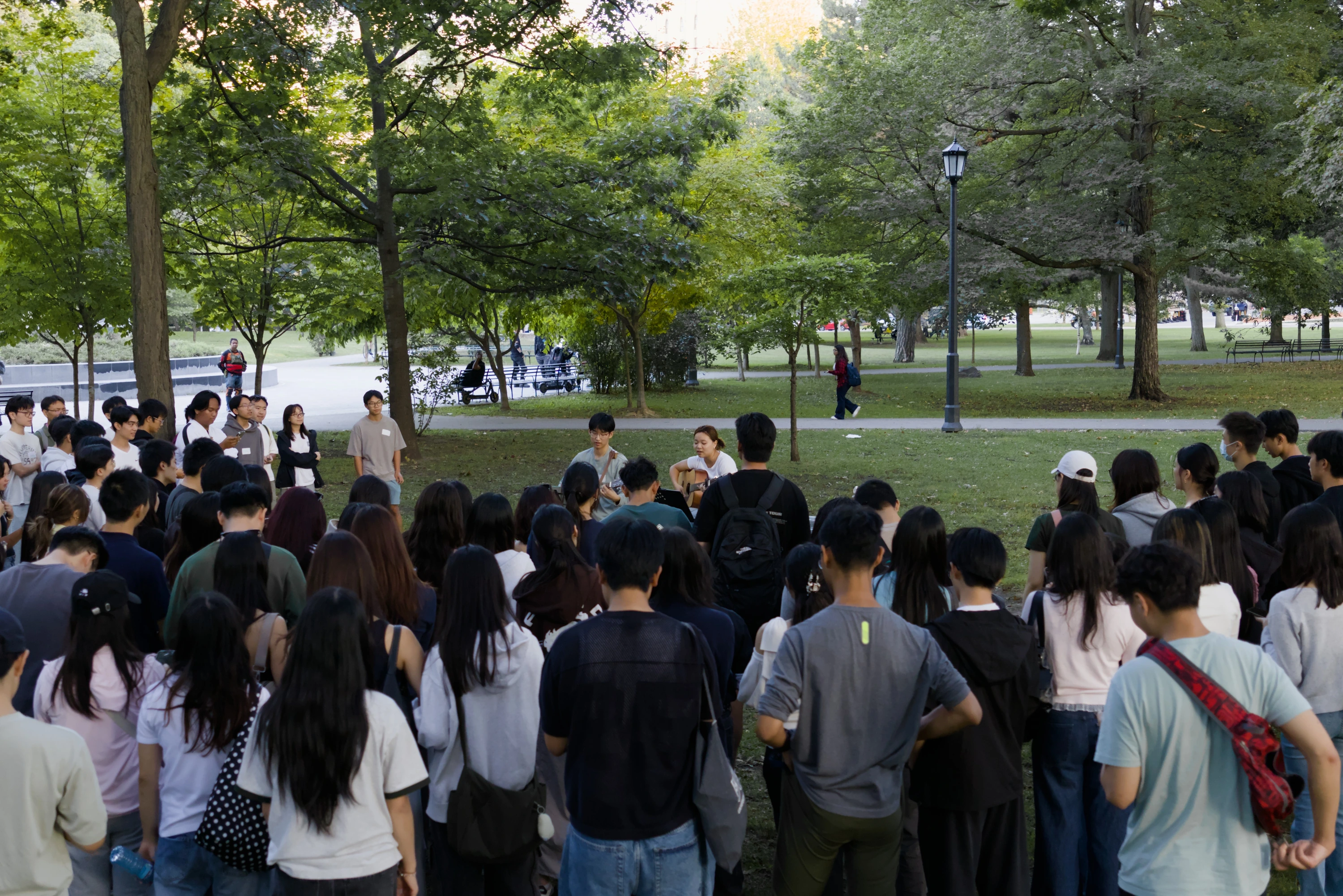 CCF gathered for outdoor worship on campus
